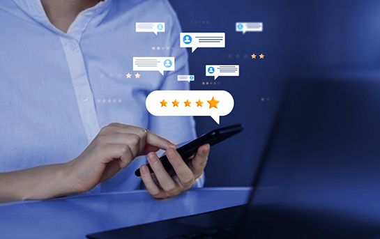 Person swiping through reviews on their phone
