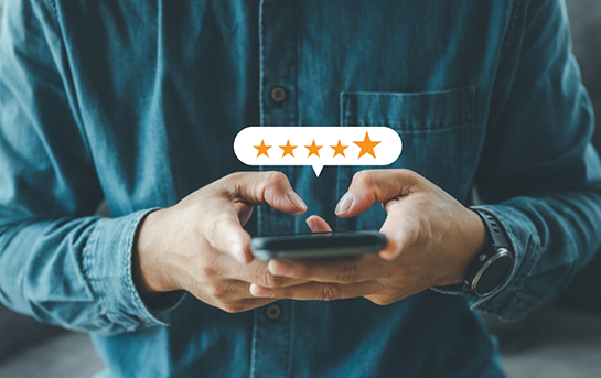 Person swiping through reviews on their phone